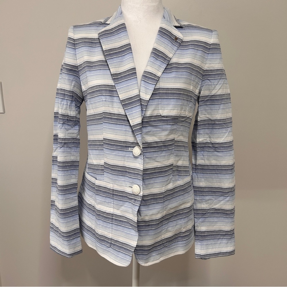 Tommy Hilfiger Blazer Womens XS Blue White Business *READ